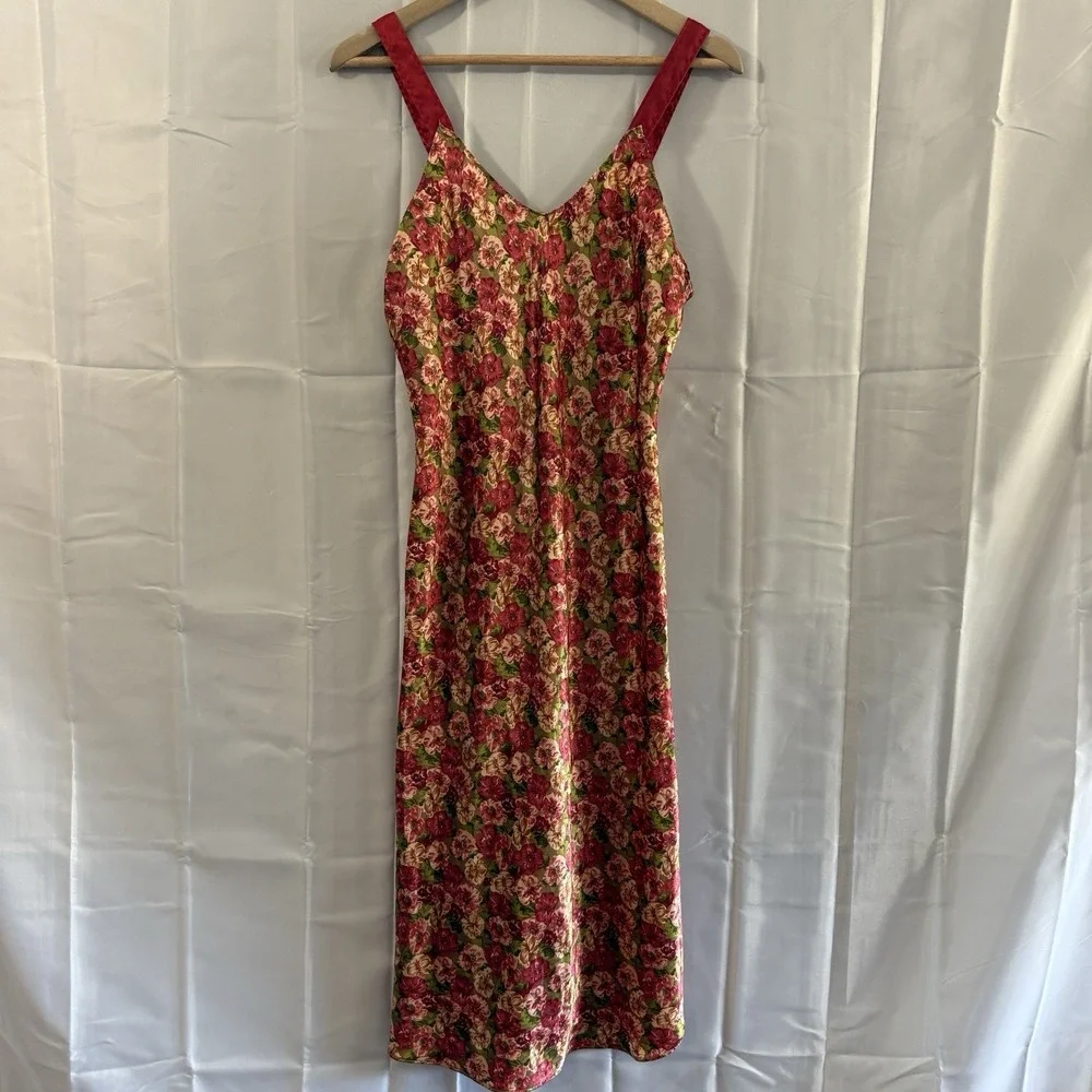 Vintage Pinx Nightgown M Floral Made USA Satin‎ Floral Lingerie Sexy Cottagecore